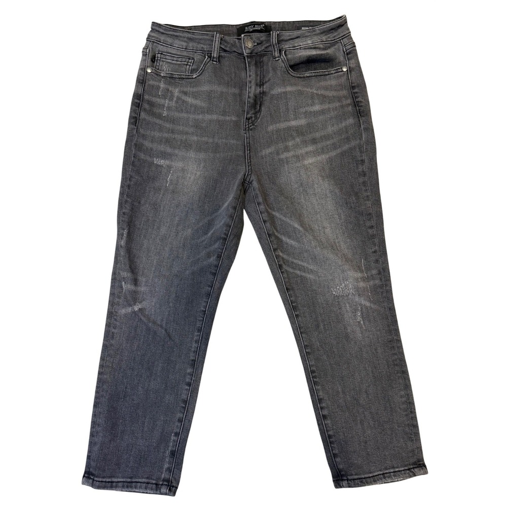 Judy Blue Skinny Fit Capri Jeans Washed Black Distressed Size 9/29‎ JB88238